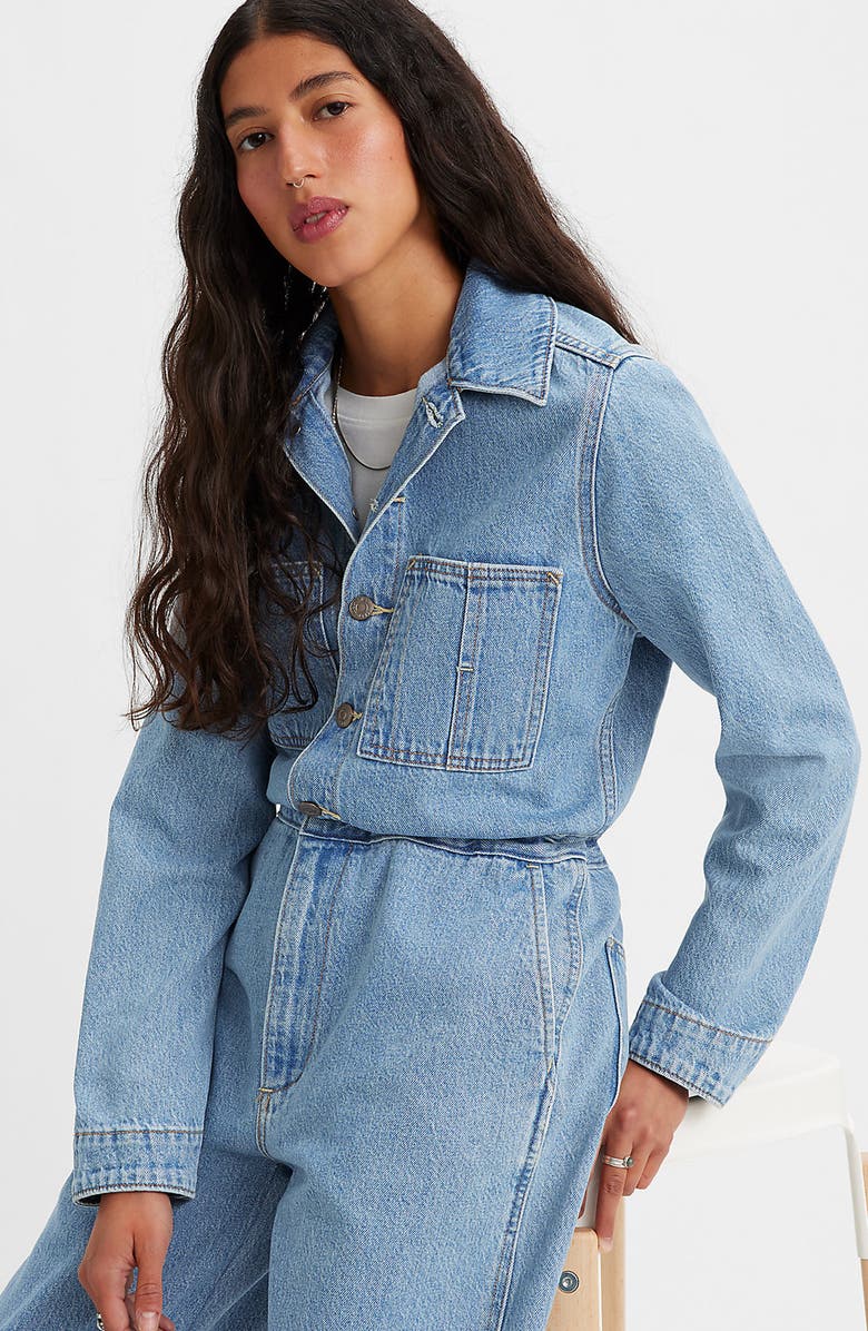 Levi's<sup>®</sup> Iconic Long Sleeve Denim Jumpsuit, Alternate, color,