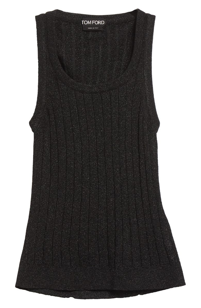 TOM FORD Metallic Rib Tank Top, Alternate, color, Lb999 Black