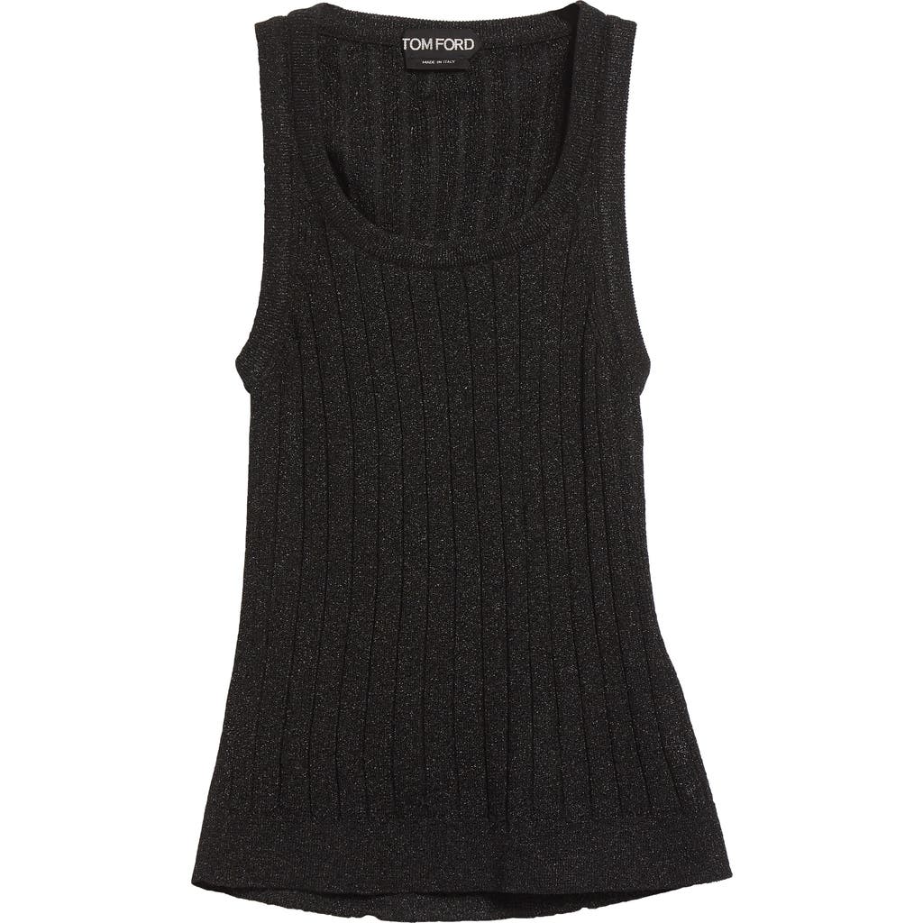 Tom Ford Metallic Rib Tank Top In Black