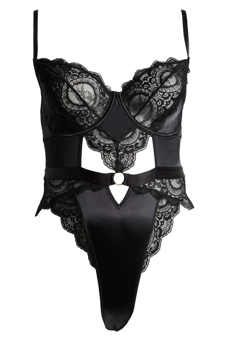 Minna Underwire Teddy, Alternate, color, BLACK