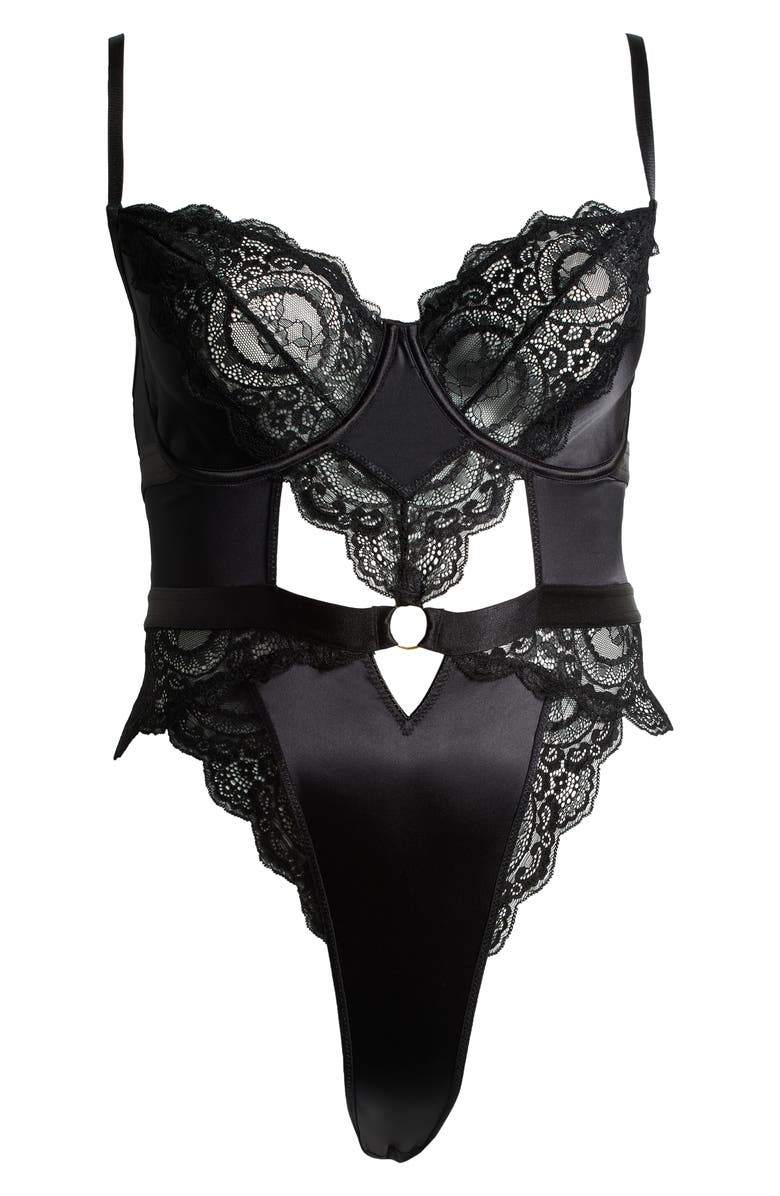 Oh La La Cheri Minna Underwire Teddy, Alternate, color, Black