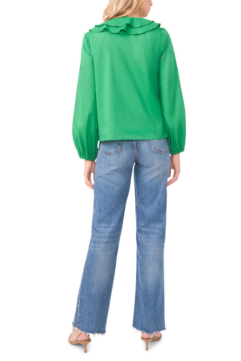 Double Ruffle Long Sleeve Cotton Top, Alternate, color, FIELD GREEN