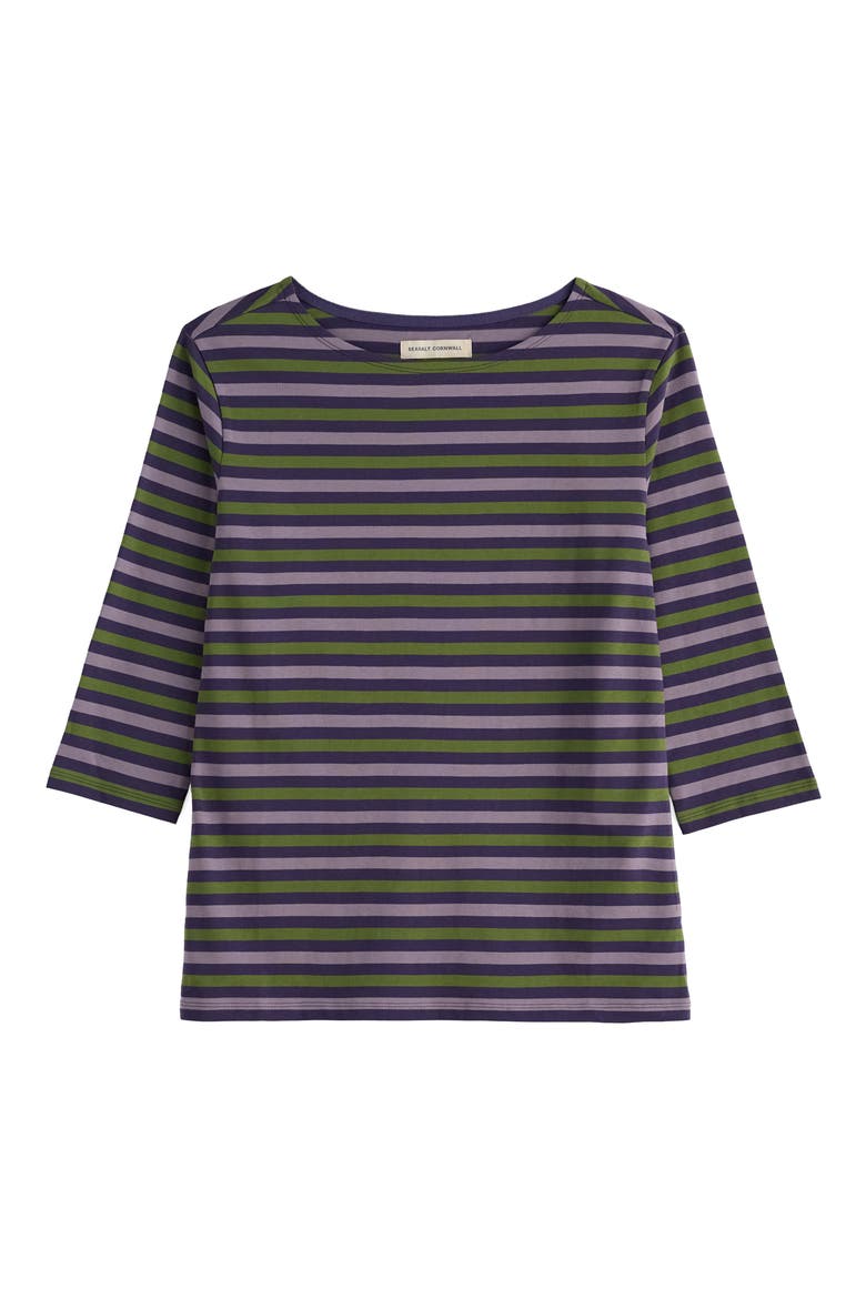 Sailor Stripe Organic Cotton Top, Alternate, color, DUET MINI CORNISH DARK VIOLET