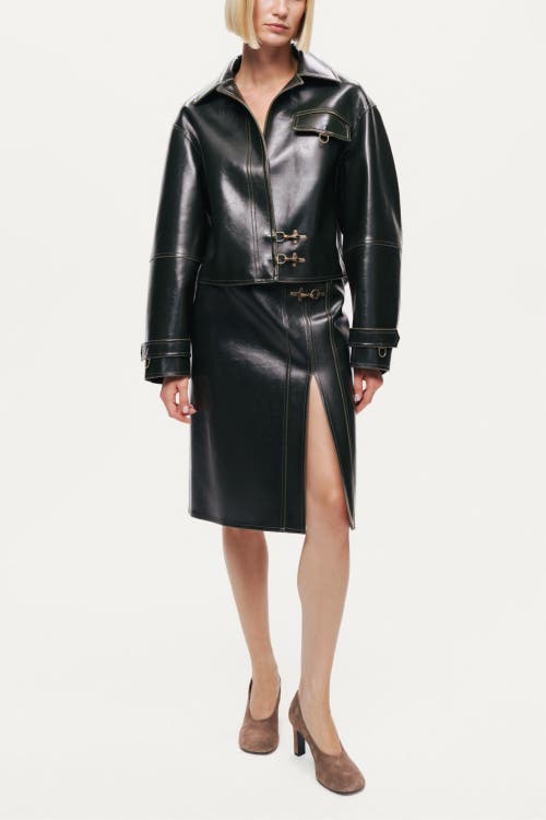 Nocturne Buckle Detail Front-slit Skirt In Green