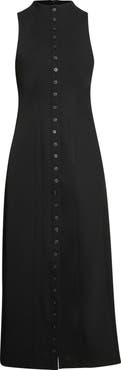 STAUD Aris Mock Neck Button Front Midi Dress