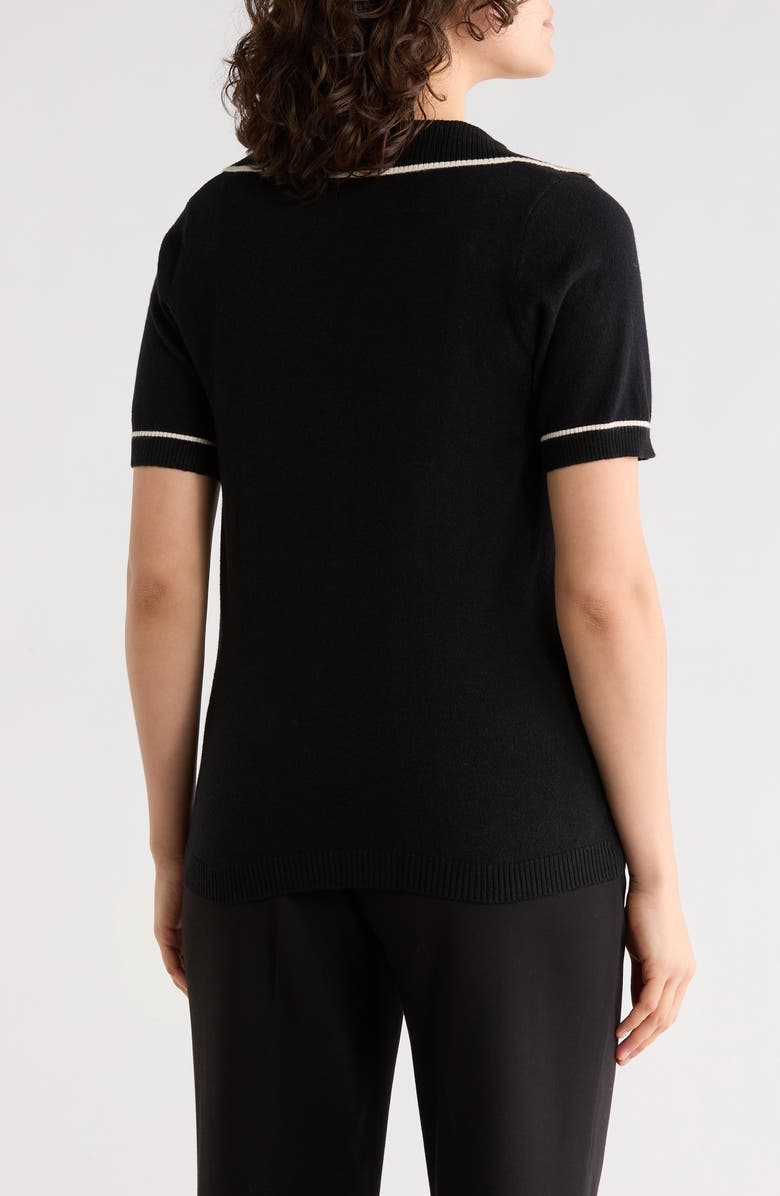 MAX STUDIO Johnny Collar Polo Sweater, Alternate, color, Black/ Ivory