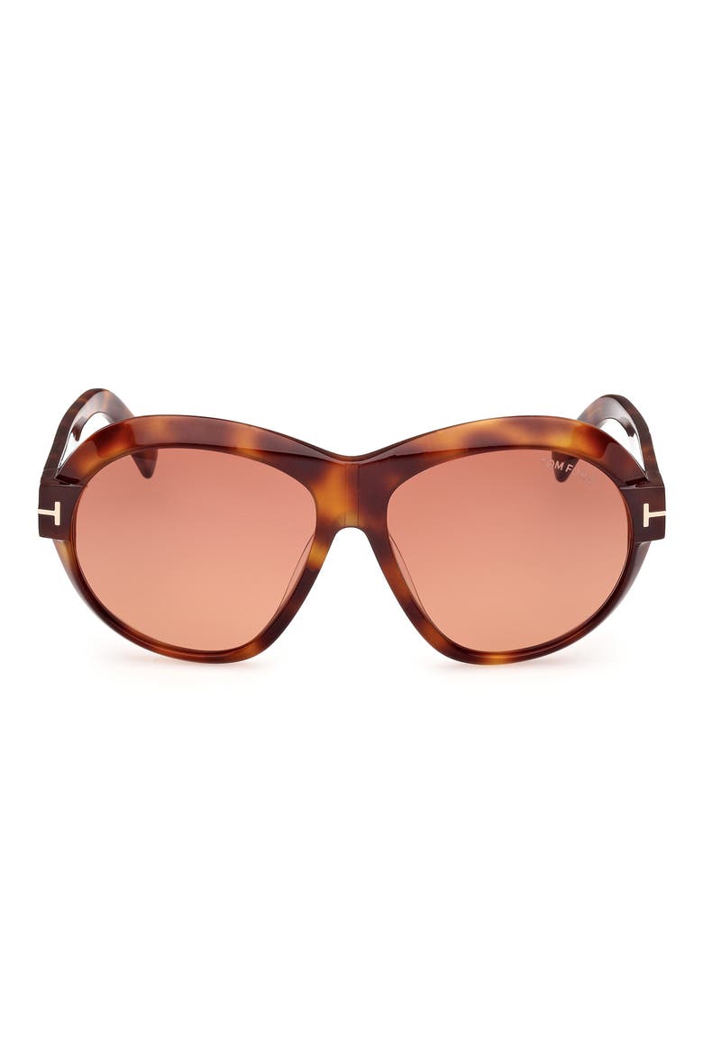 Inger 59mm Round Sunglasses, Main, color, HAVANA / T LOGO / BURGUNDY