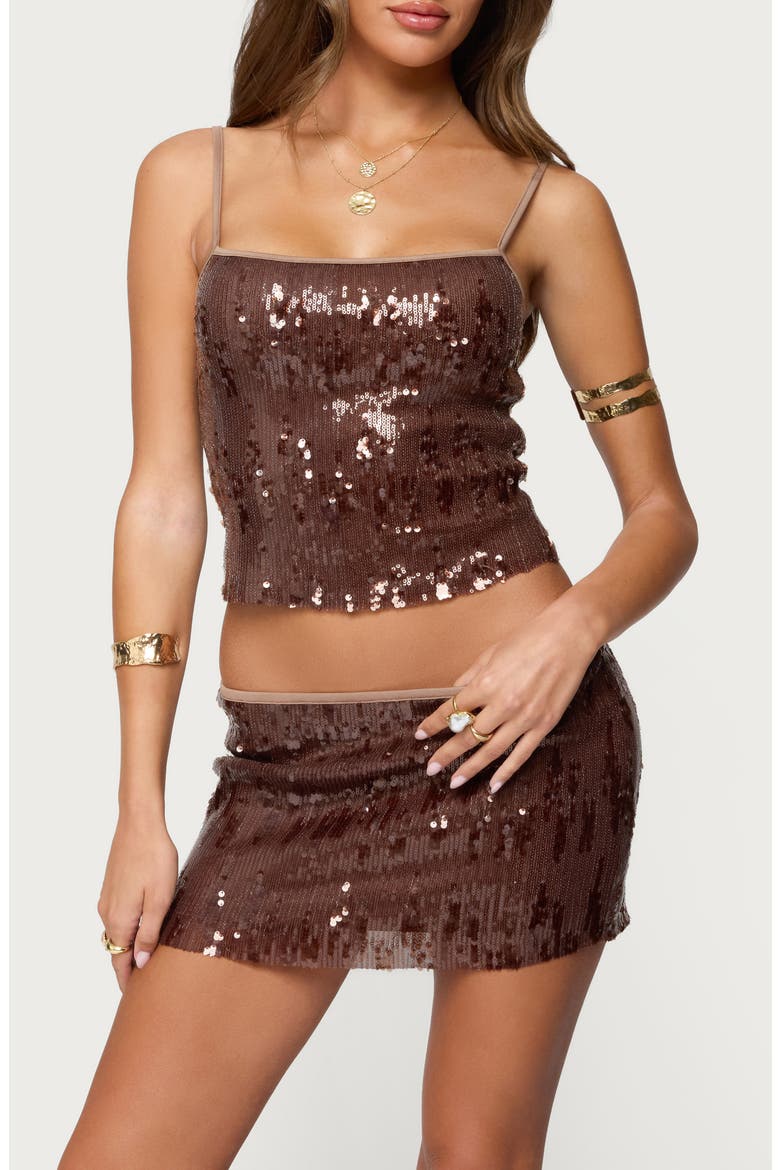Kaylee Sequin Camisole, Main, color, BROWN
