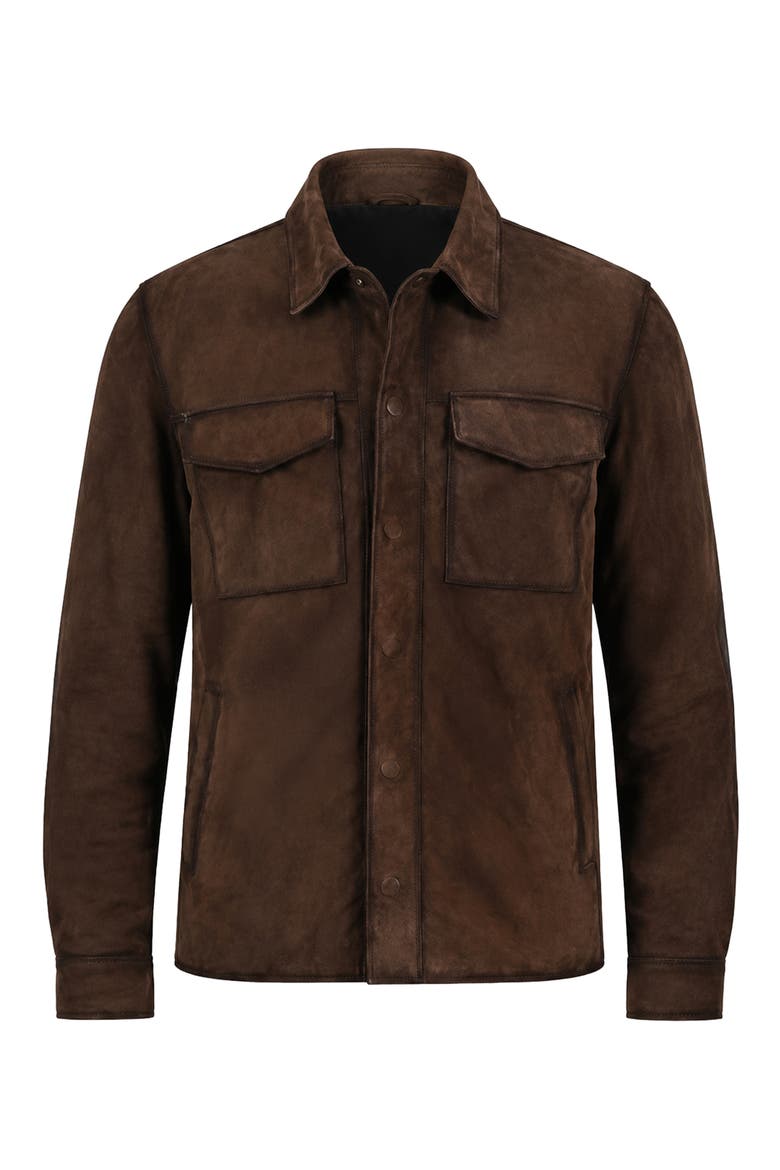 Leather Shacket, Alternate, color, DARK BROWN