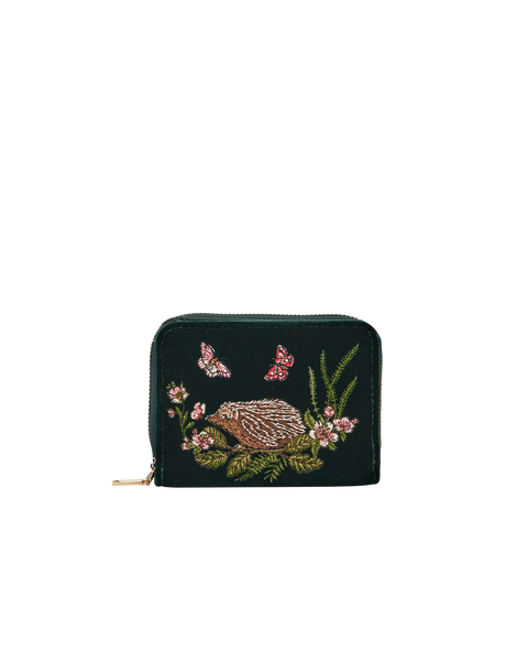 Hedgehog Velvet Embroidered Small Wallet