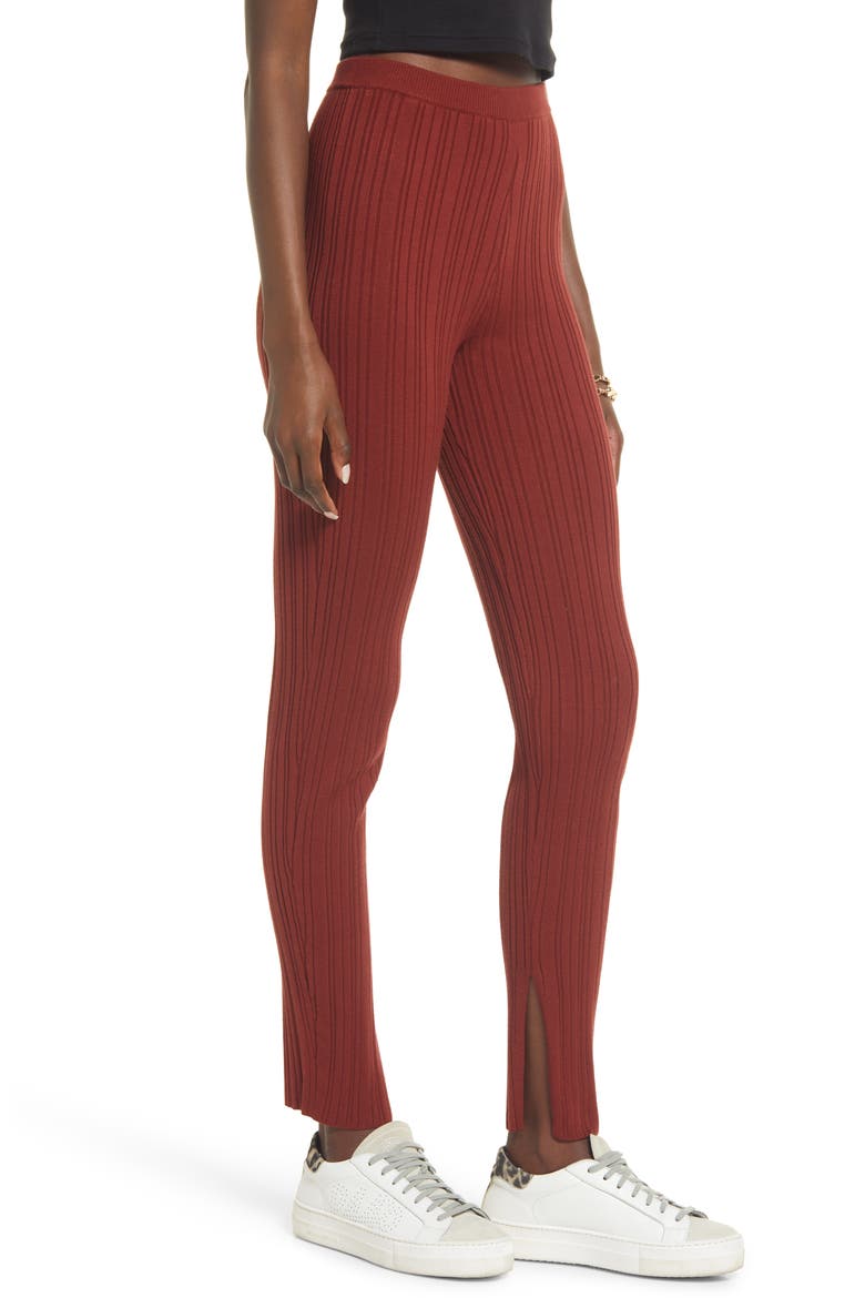Split Hem Sweater Pants, Alternate, color, RED FIRE