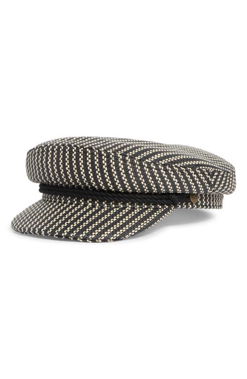 Brixton Woven Straw Fiddler Cap In Black