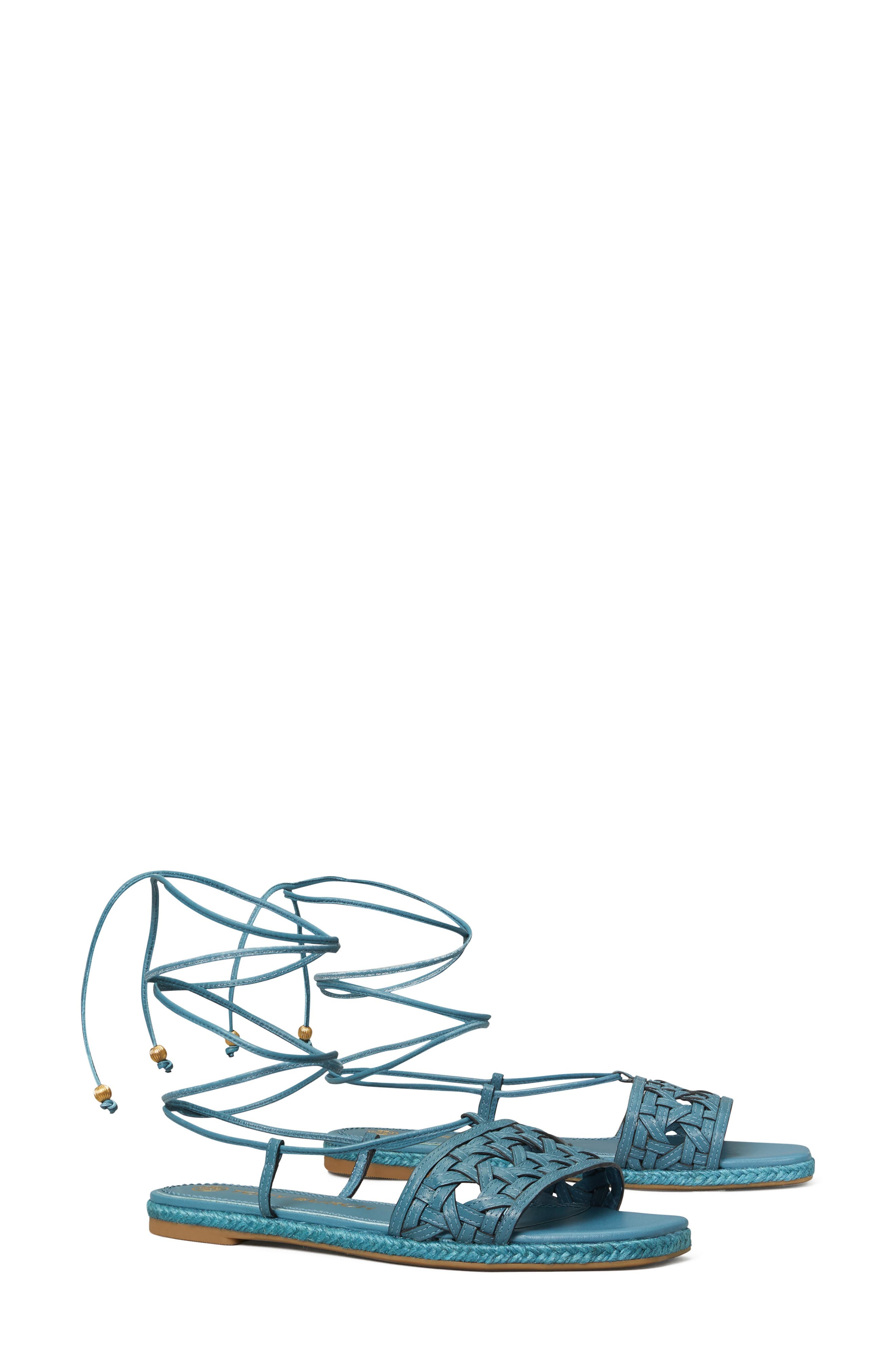 Basketweave Lace-Up Sandal, Main, color, BRISK BLUE