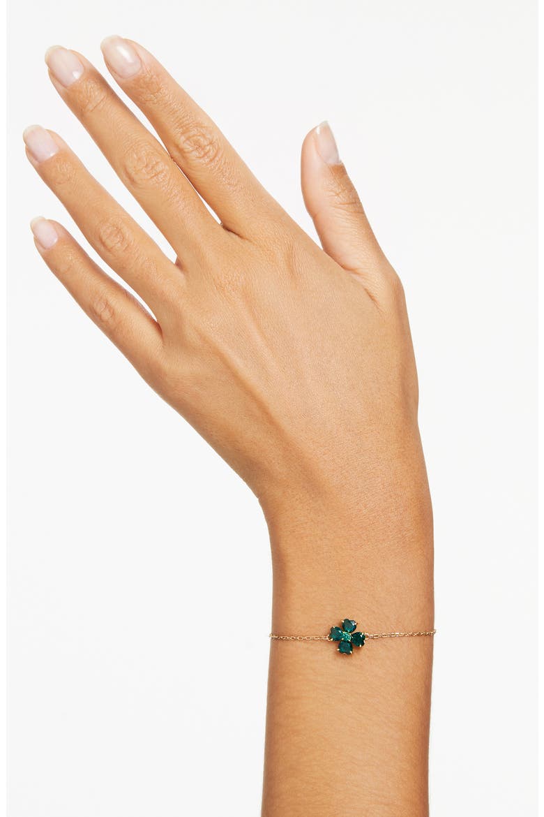 Idyllia Mixed Cut Crystal Clover Bracelet, Alternate, color, GREEN