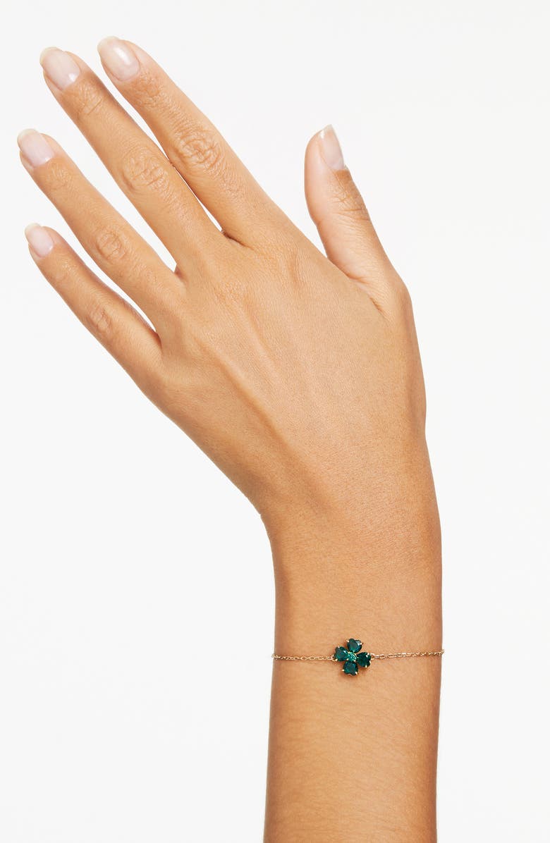 Swarovski Idyllia Mixed Cut Crystal Clover Bracelet, Alternate, color, Green