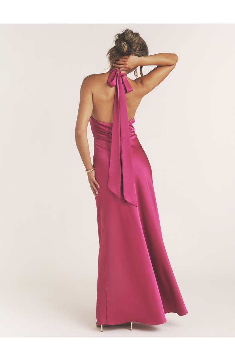 Six Stories Isabel Plunge Knot Detail Dress, Alternate, color, Raspberry