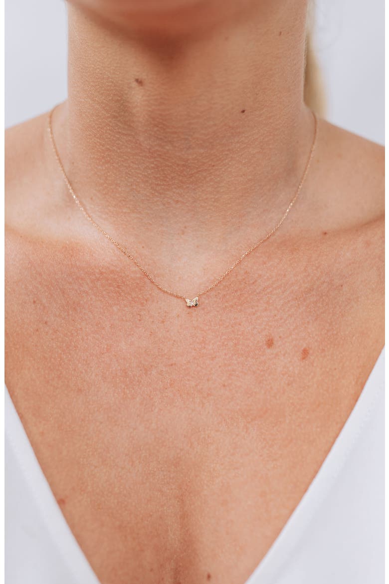 Mini Butterfly Pendant Necklace, Alternate, color, GOLD