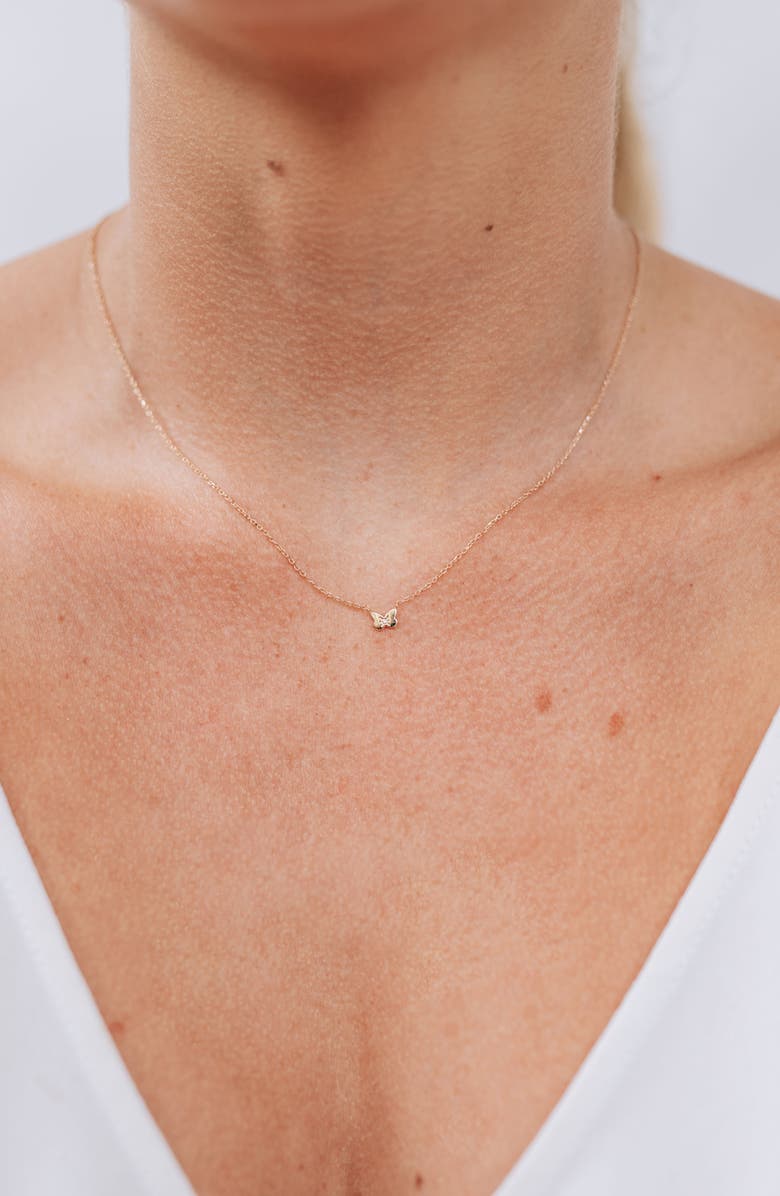 Anzie Mini Butterfly Pendant Necklace, Alternate, color, Gold