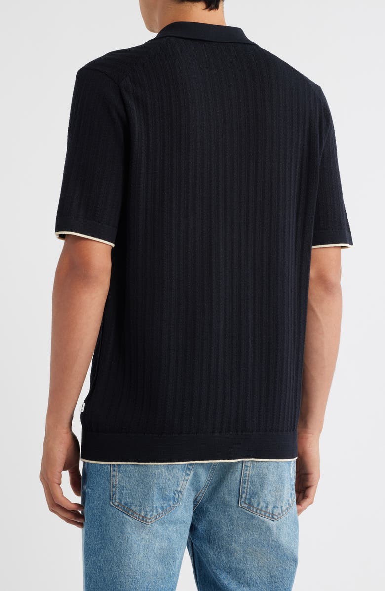 NN07 Nalo 6561 Short Sleeve Knit Cotton Button-Up Shirt, Alternate, color, Navy Blue