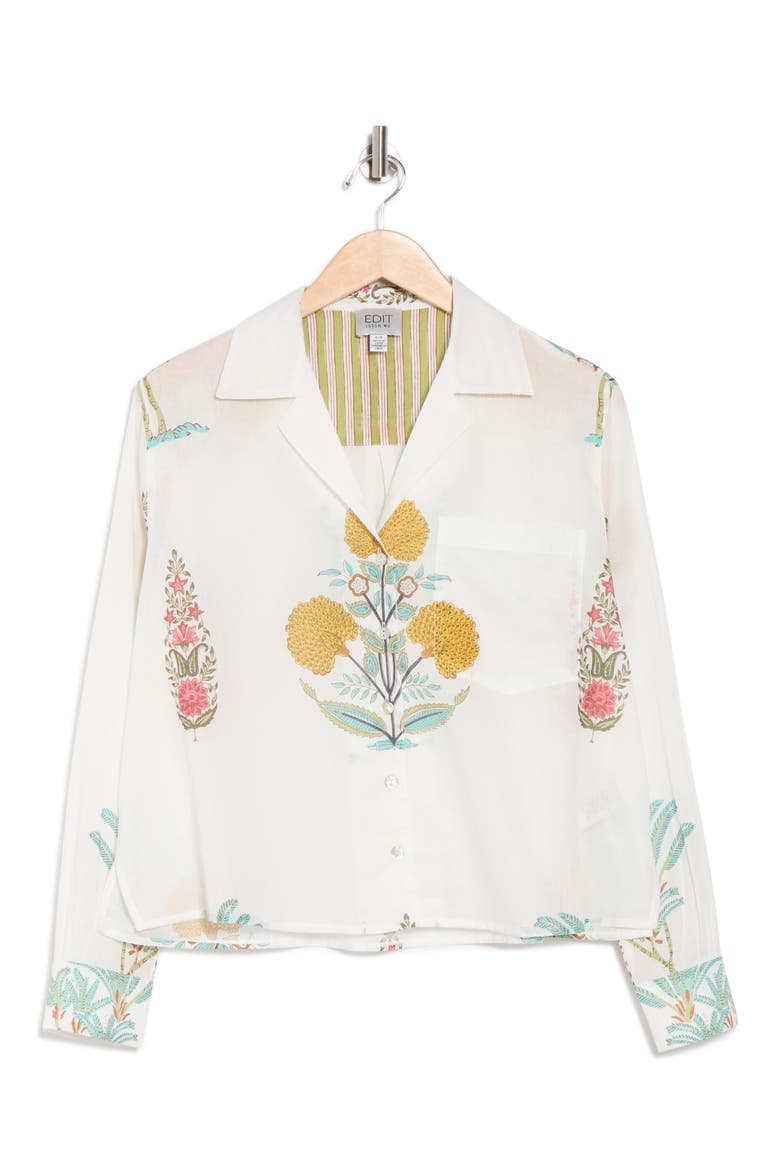 Floral Notch Collar Button-Up Shirt, Alternate, color, WHITE PRINT