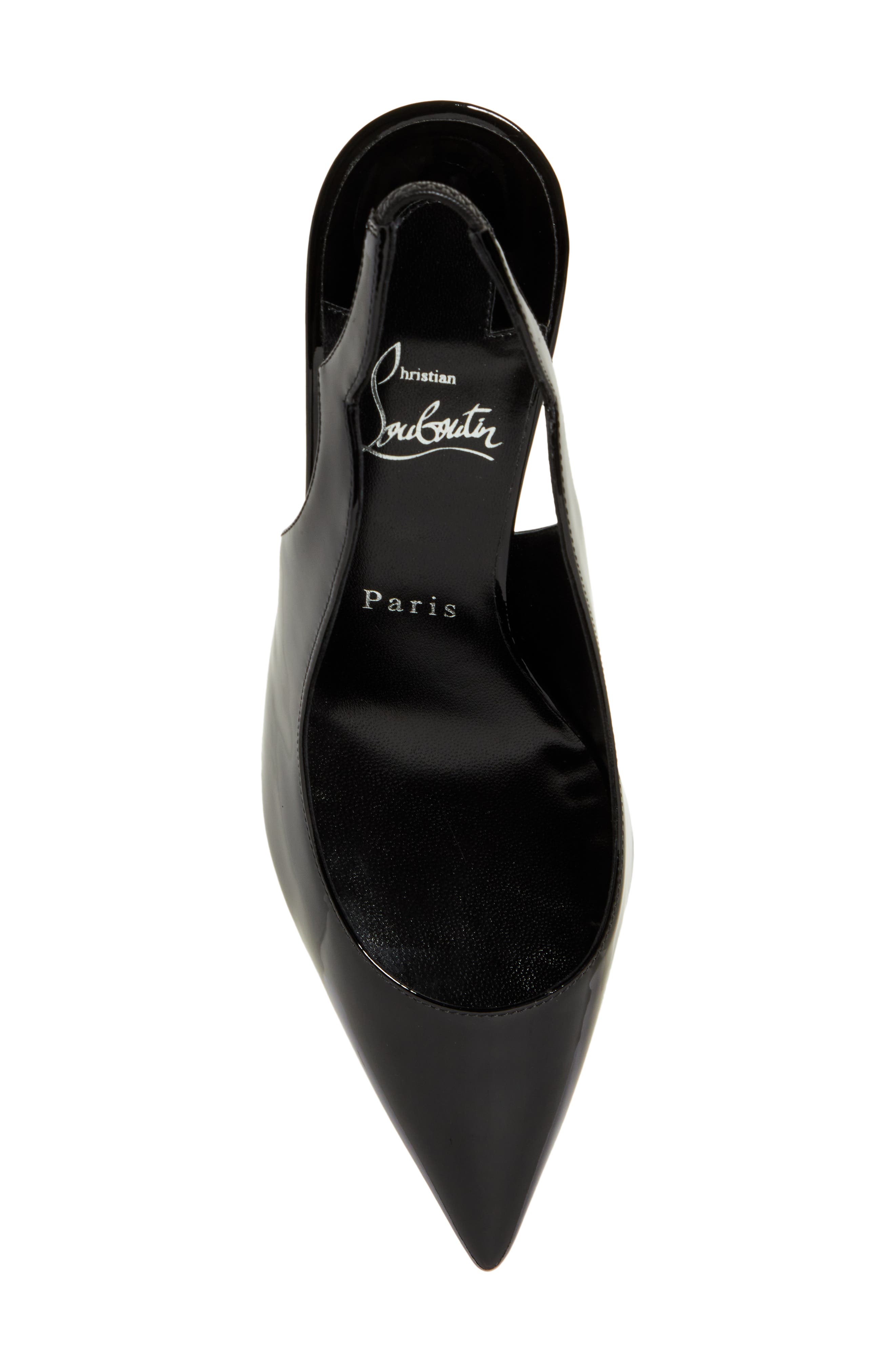 Christian Louboutin Hot Chick Pointed Toe Slingback Pump, Alternate, color, B439 Black/ Lin Black