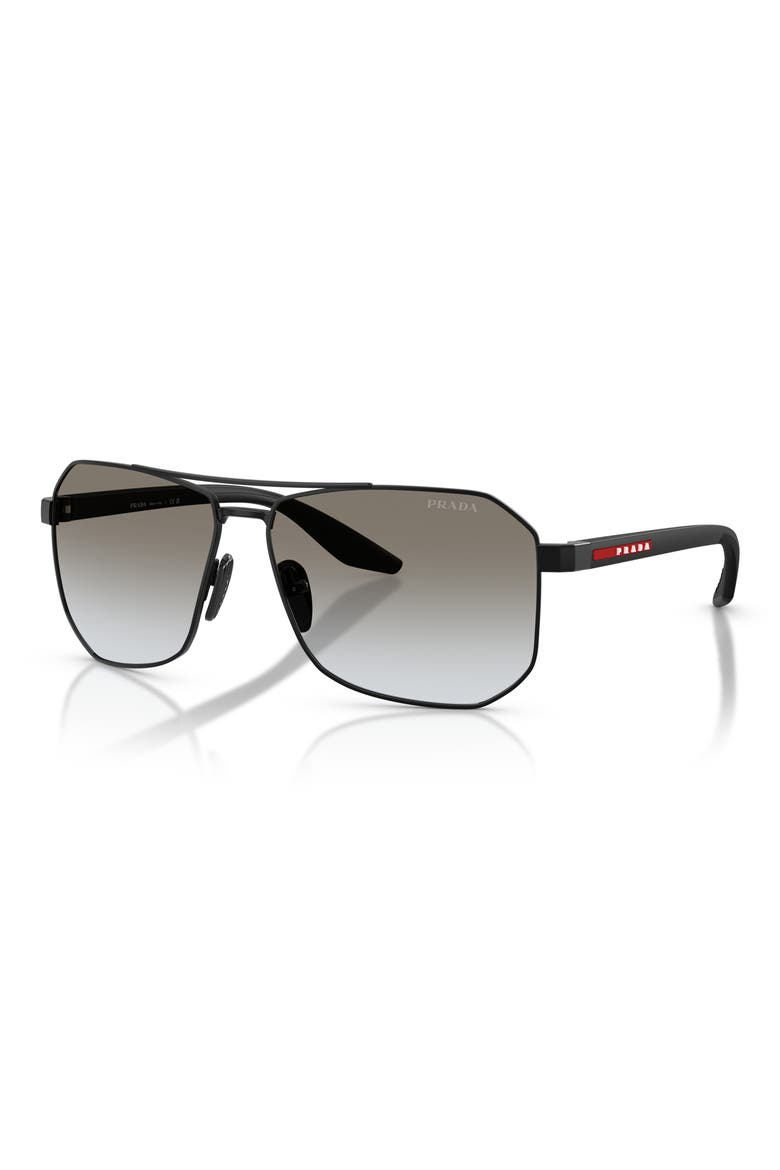 62mm Gradient Pilot Sunglasses, Alternate, color, MATTE BLACK