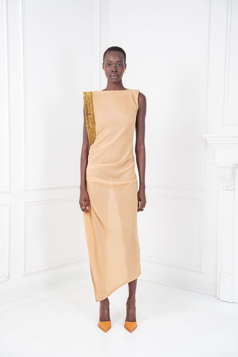 The Aurelia Beaded Silk Chiffon Gown, Alternate, color, Neutrals