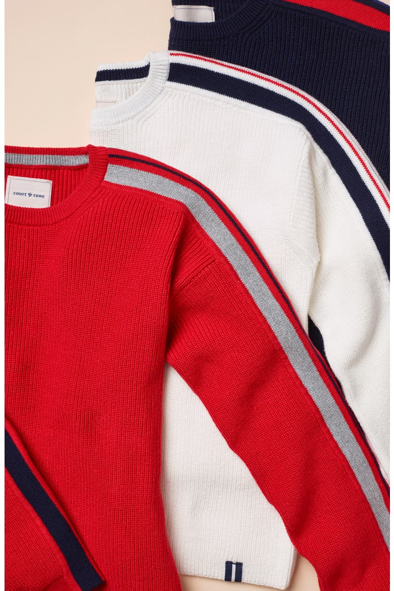 Stripe Sleeve Sweater, Alternate, color, NAVY CRUSH