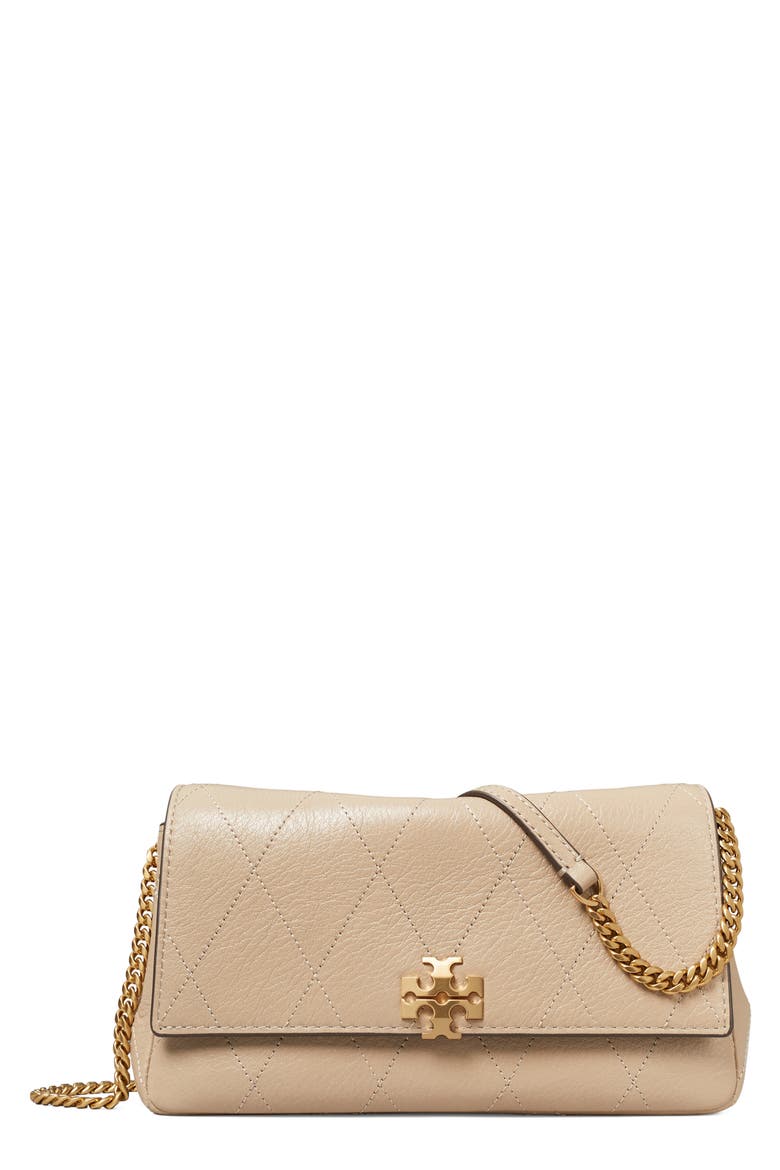 Charlie Quilted Leather Wallet on a Chain, Main, color, SOFT CEMENT
