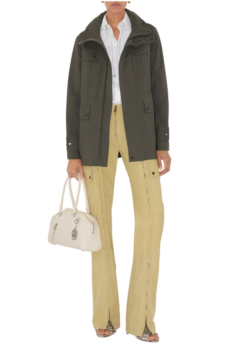 Burberry Stretch Wool Field Jacket, Main, color, Moss Melange