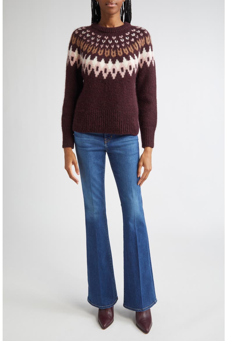 Anne Fair Isle Alpaca Blend Sweater, Alternate, color, RAISIN MULTI