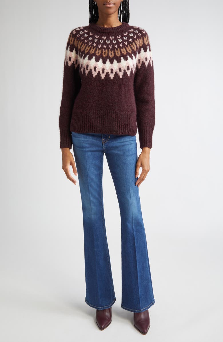 Veronica Beard Anne Fair Isle Alpaca Blend Sweater, Alternate, color, Raisin Multi