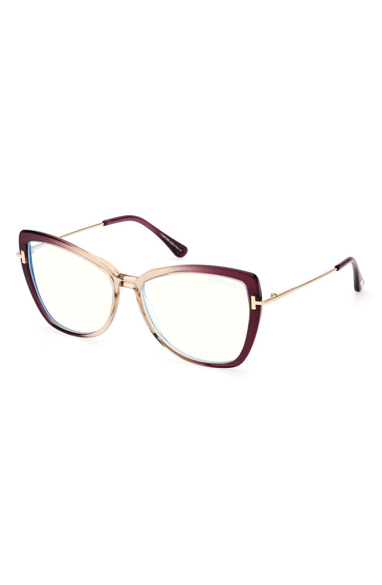 TOM FORD 55mm Butterfly Blue Light Blocking Glasses, Alternate, color, 