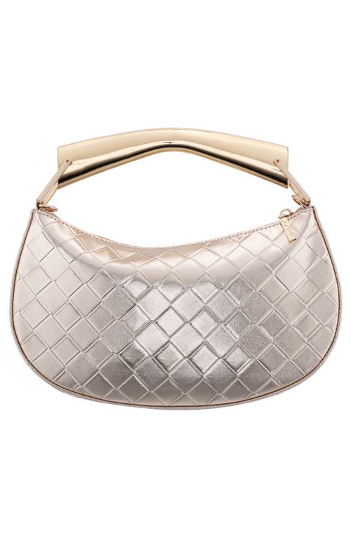 Nina Cory Diamond Quilted Faux Leather Top Handle Bag In Platino