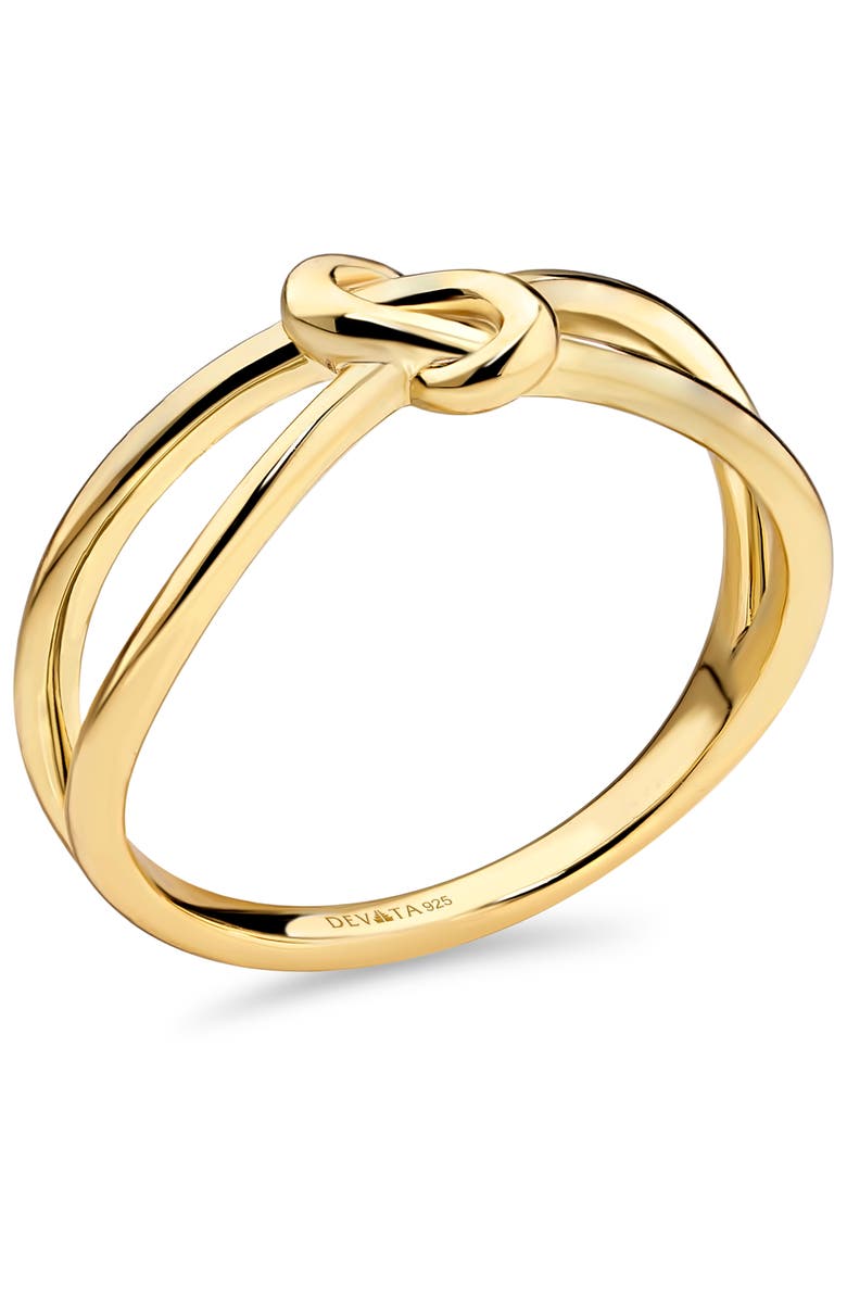 DEVATA Love Knot Ring in Gold Plated Sterling Silver, 6mm, Alternate, color, Yellow Gold