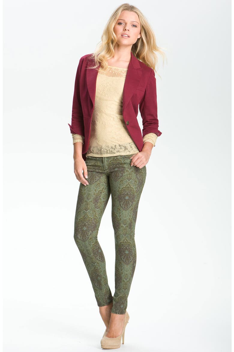 Denim 'Verdugo' Print Skinny Jeans, Alternate, color, ESTATE GREEN PAISLEY