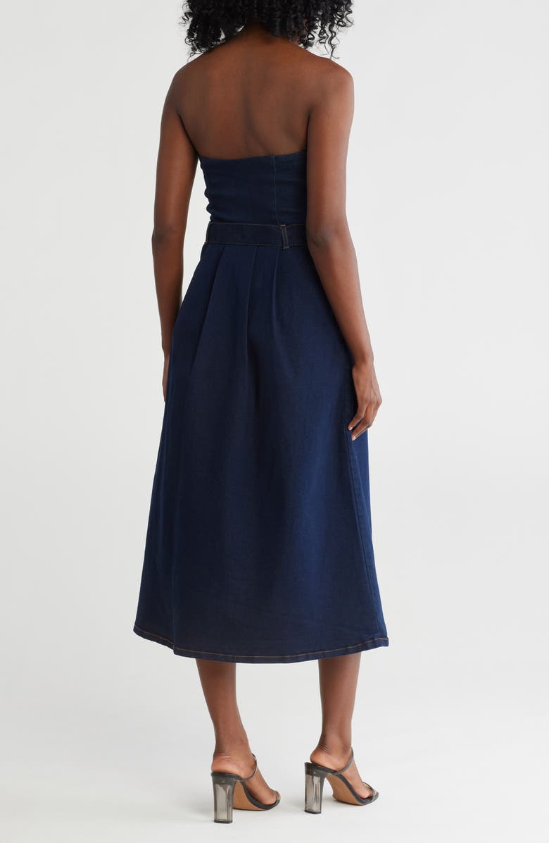 Steve Madden Strapless Belted Denim Midi Dress, Alternate, color,