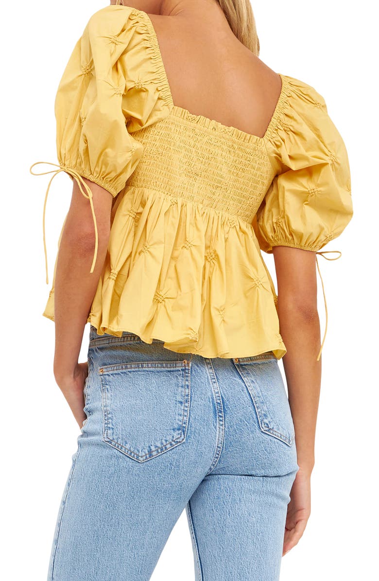 English Factory Textured Cotton Babydoll Top, Alternate, color, Mustard