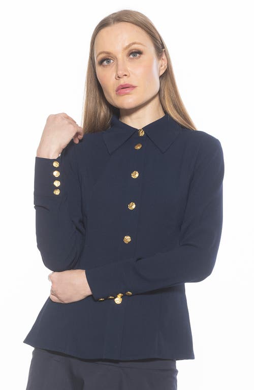 Alexia Admor Leland Button-up Shirt In Navy