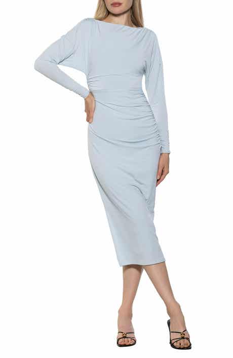 Oliviane Ruched Long Sleeve Stretch Midi Dress