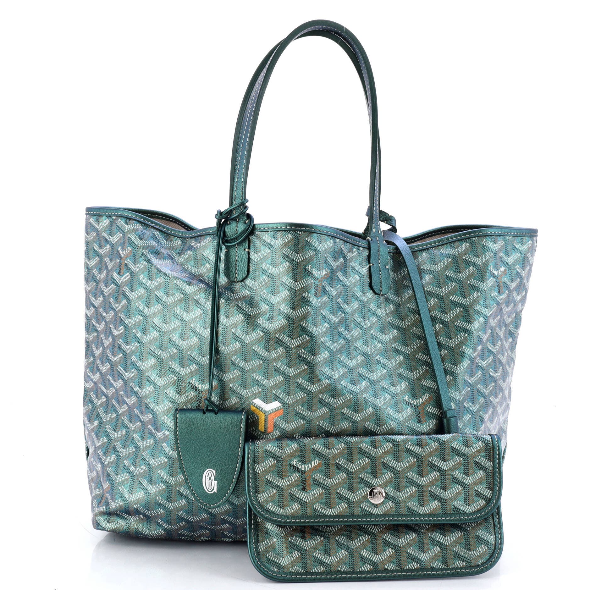 Pre-Owned Goyard Saint Louis Tote Iridescent Coated Canvas PM, Alternate, color, Green