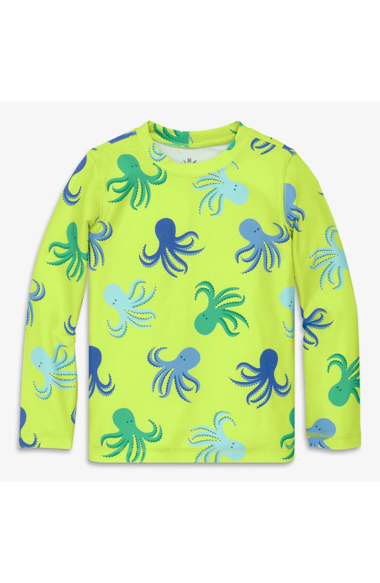 Primary Kids Long Sleeve Rash Guard In Ocean Pals, Main, color, Lime Octopus
