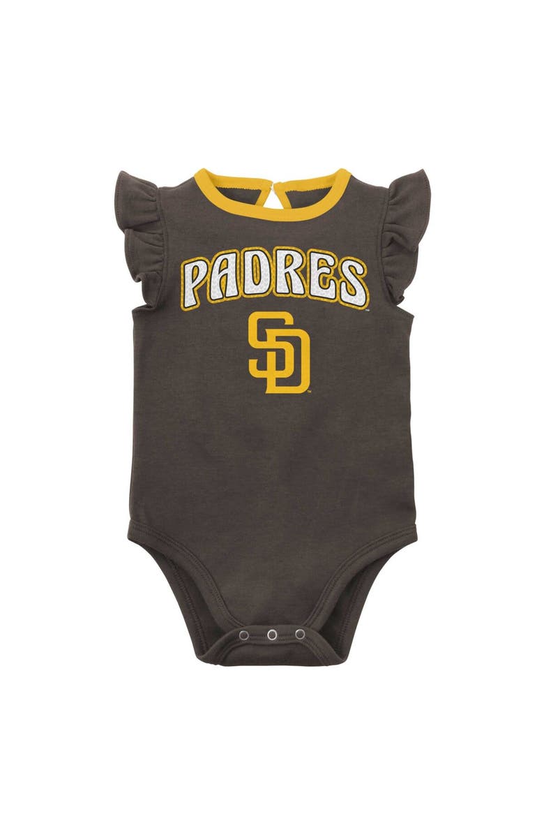 Outerstuff Infant Brown/Heather Gray San Diego Padres Little Fan Two-Pack Bodysuit Set, Alternate, color, Brown