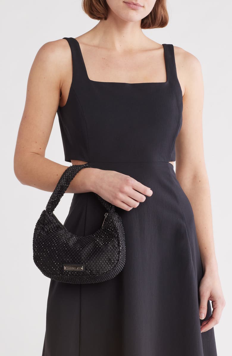 Madden Girl Rhinestone Mesh & Satin Mini Shoulder Bag, Alternate, color,