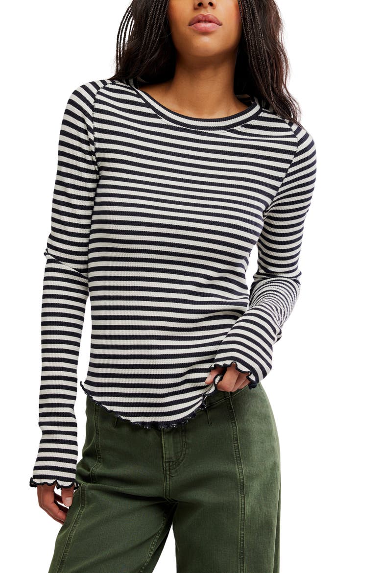We The Free Easy Does It Striped T-Shirt, Main, color, BLACK AND WHITE COMB