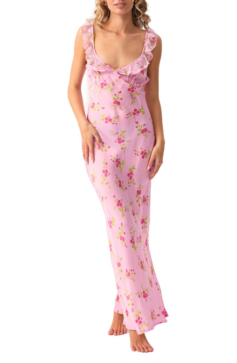 PQ SWIM Beth Floral Cover-Up Maxi Dress, Main, color, 