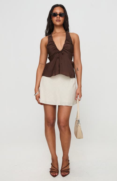 Princess Polly Gadot Ruched Halter Top In Brown