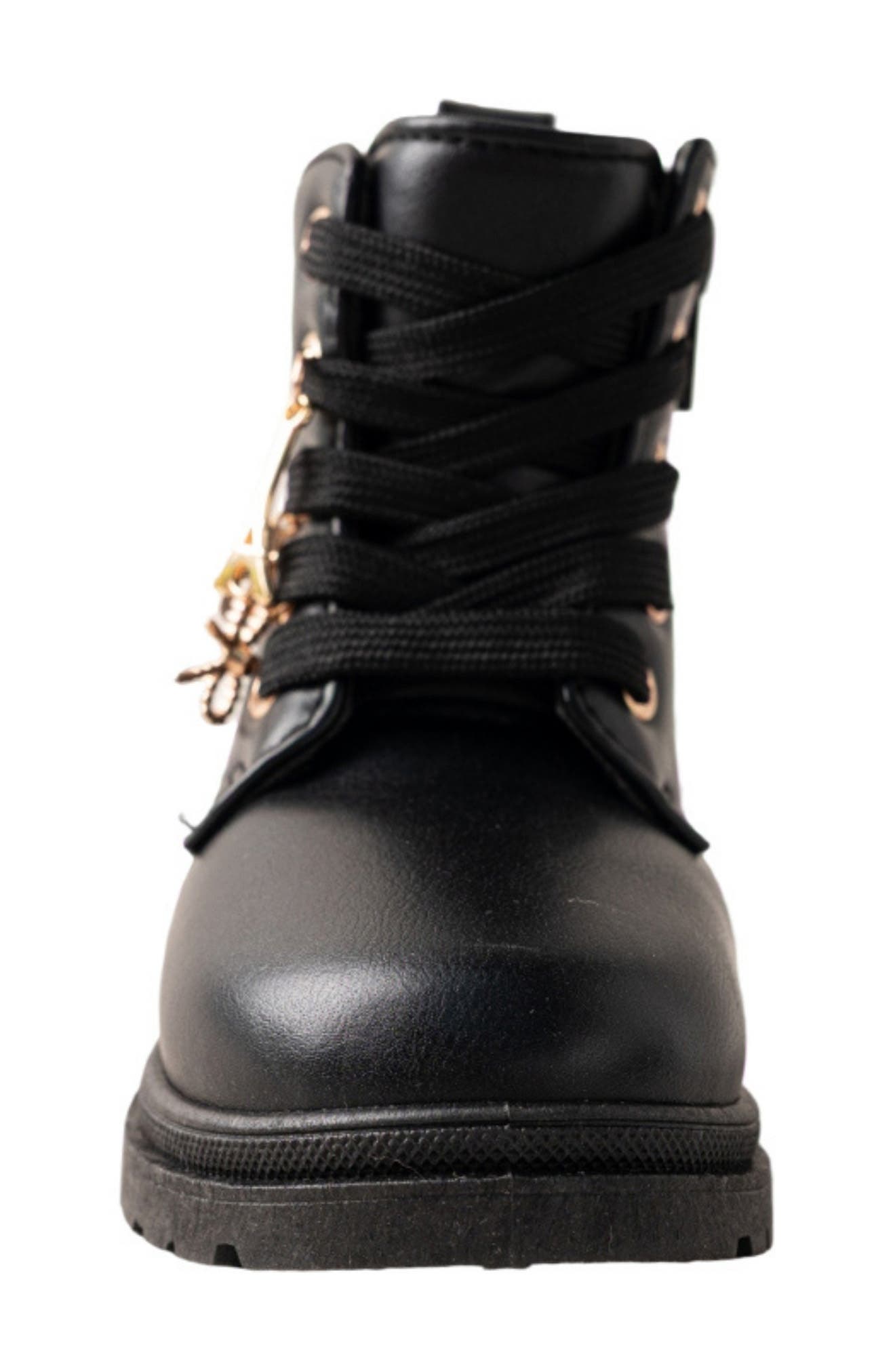 Kids' Lace Up Combat Boot, Alternate, color, BLACK