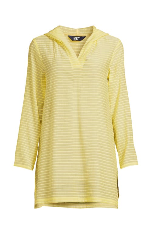 LANDS' END LANDS' END COTTON JERSEY LONG SLEEVE HOODED SWIM COVER-UP DRESS 