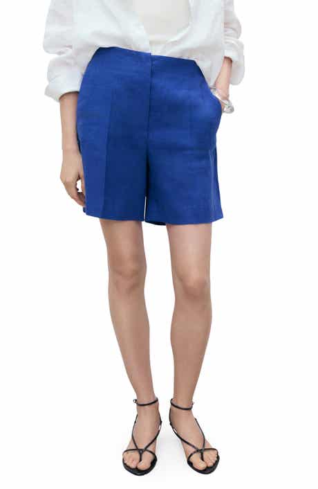 MANGO Straight Fit Linen Shorts